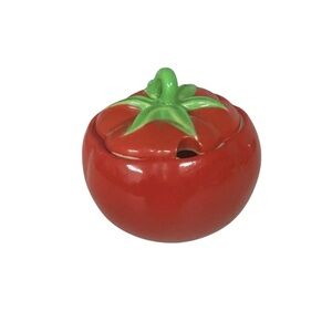 Vintage The Pantry Parade Ceramic Tomato Condiment With Lid Super Cute!